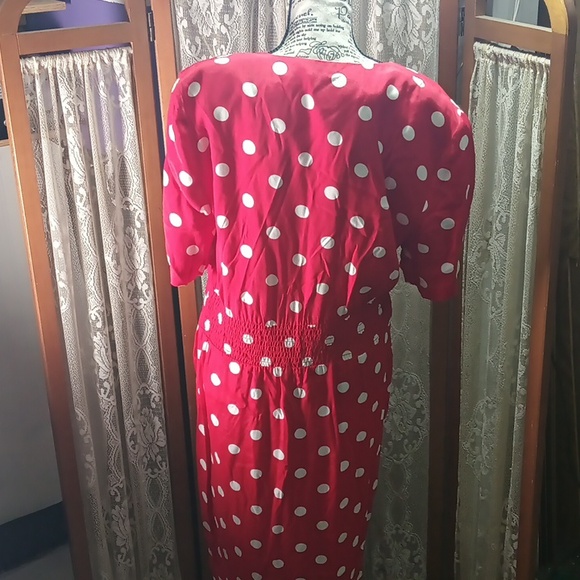 Karin Stevens Red Dress with White Polka Dot Accents - Picture 4 of 5